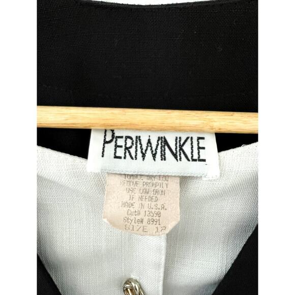 Vintage Periwinkle Black Midi Pencil Dress with Gold Buttons, Size 12, EUC - Picture 3 of 7